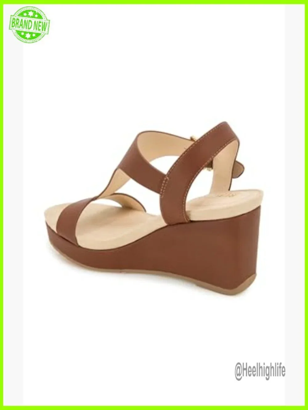 Espadrille Wedge Sandals with T-Strap and Buckle Closure